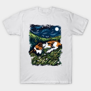 Starry Night Cat by Vincent van Gogh T-Shirt